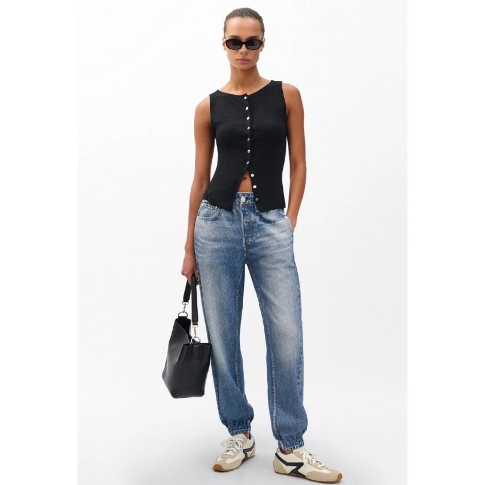 Rag & Bone Miramar Jogger Pants Blue Acid Wash Elastic Waist Tapered Leg Denim S